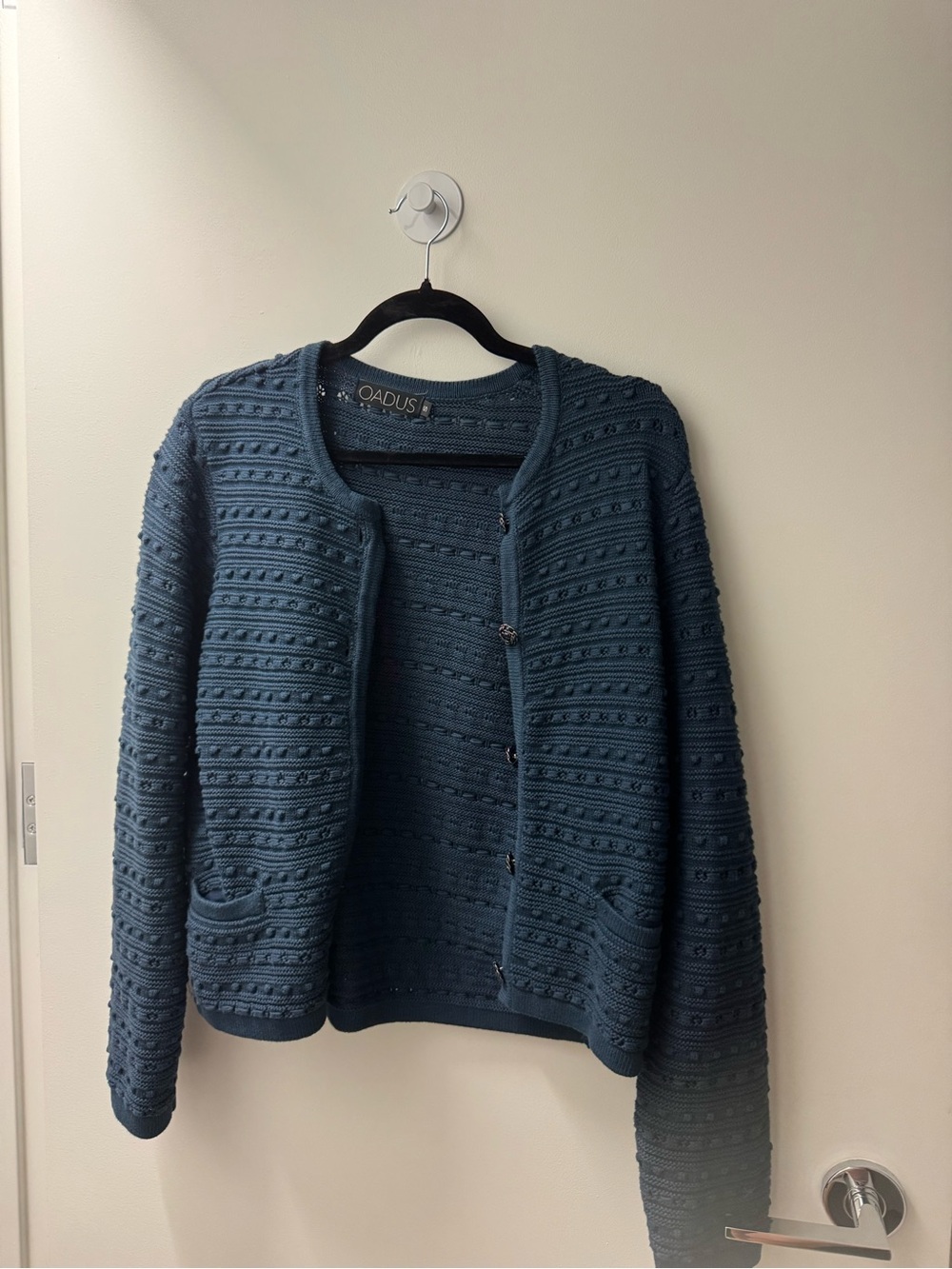 Knit Chanel like Cardigan in Teal Blue